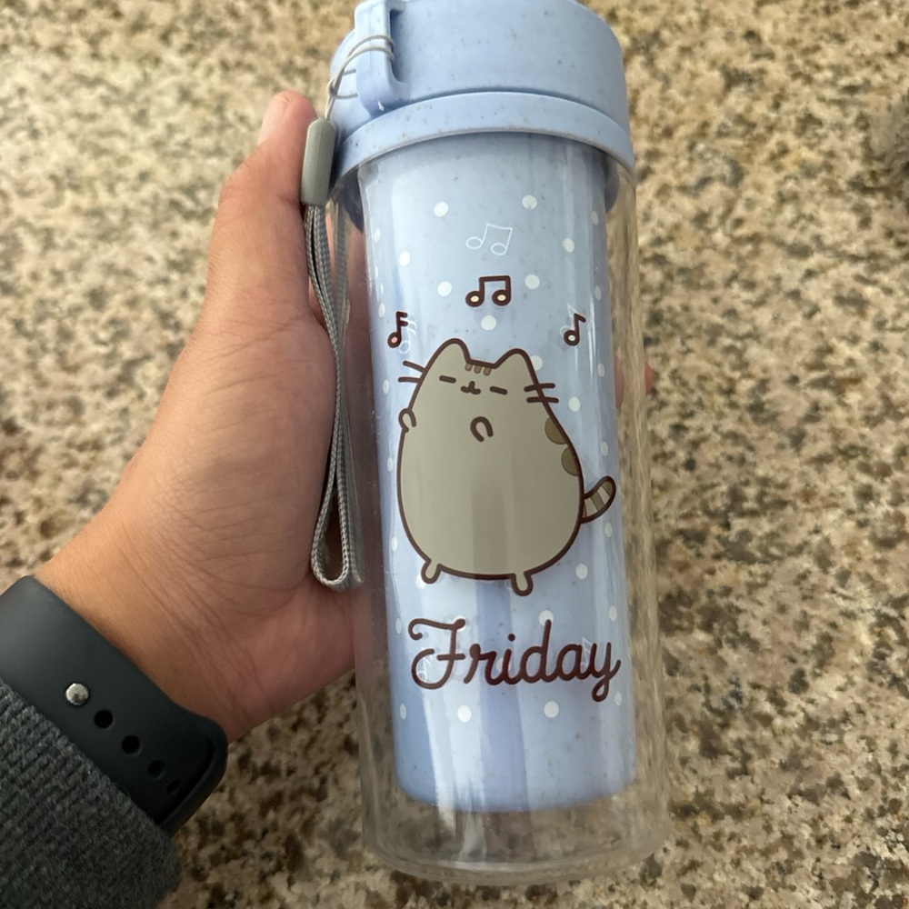 Pusheen Blue and Gray Travel Tumbler
